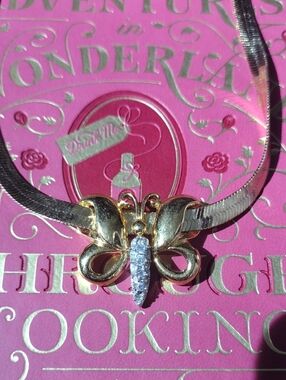 Gold Butterfly Pendant Necklace with Crystal Accents